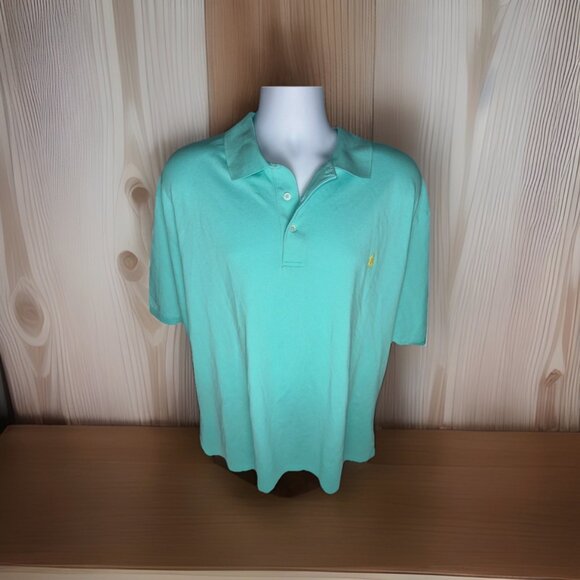 Polo Ralph Lauren Shirt Mens 2XB Big Short Sleeve Stretch Mesh Preppy Golf Teal - Picture 1 of 6